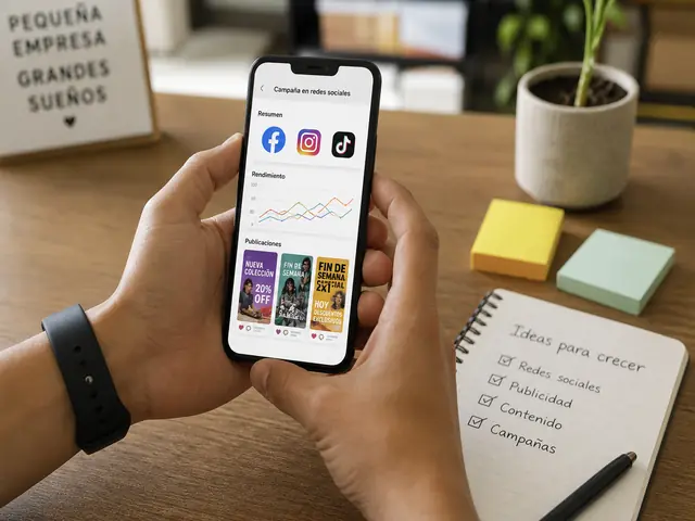 Emprendedora gestionando redes sociales para atraer clientes